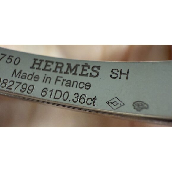 Hermès Kelly Diamond Lock Bangle 18K White Gold 0.36ct Made In France With Box - Picture 5 of 14